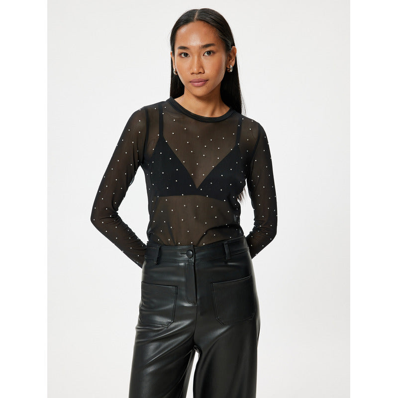 Body Tule Com Brilho Strass Com Pontos