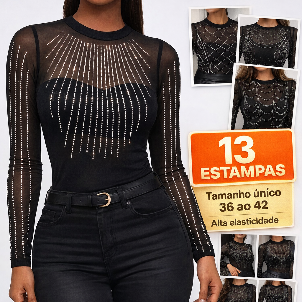 Body Tule com Strass Luxo – 13 Modelos Exclusivos