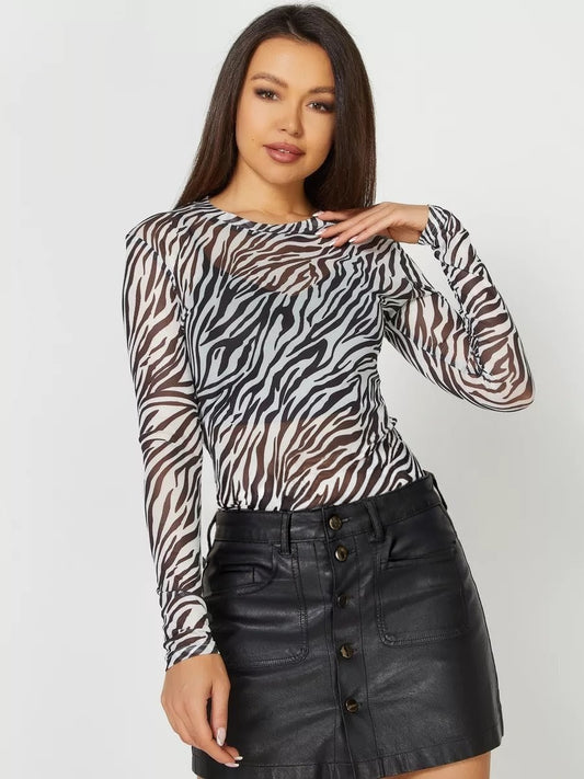 Body Tule Zebra Transparente