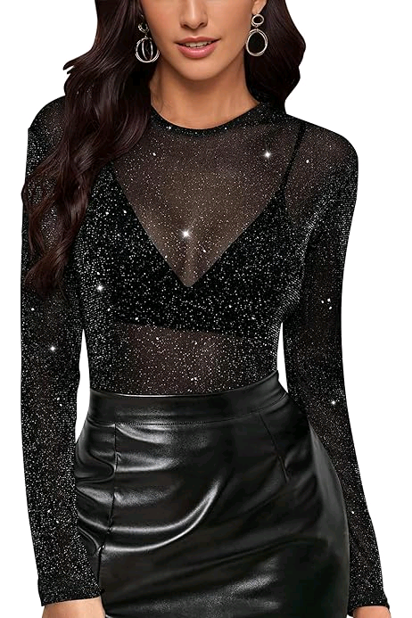 Body Tule Lurex Preto