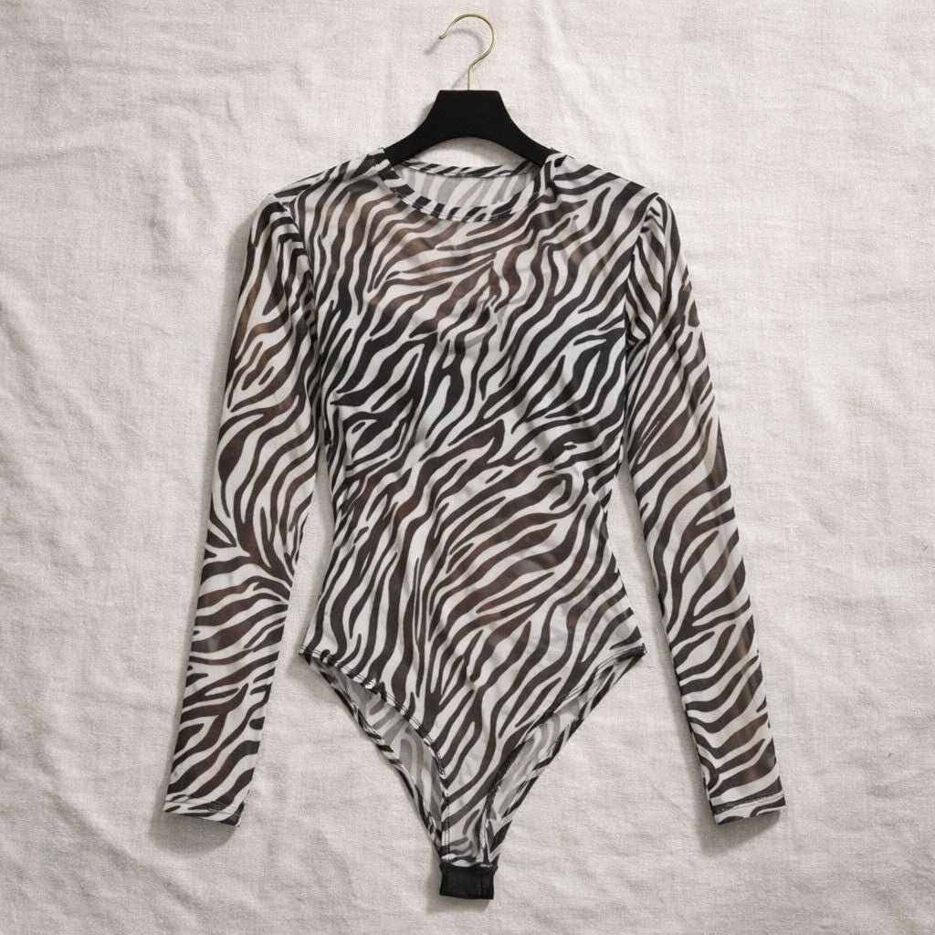 Body Tule Zebra Transparente