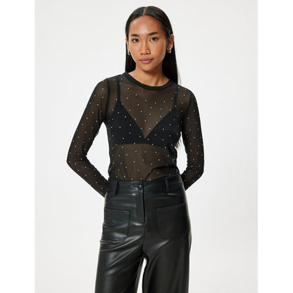 Body Tule Com Brilho Strass Com Pontos