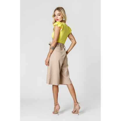 Blusa Canelada Feminina Manga Curta Babados