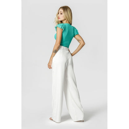 Blusa Canelada Feminina Manga Babados  Tamanho Único M