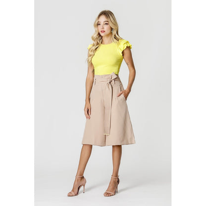 Blusa Canelada Feminina Manga Curta Babados