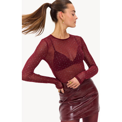 Body Vermelho com Brilho e Pedrarias | Strass Luxo Feminino | Elegância e Estilo