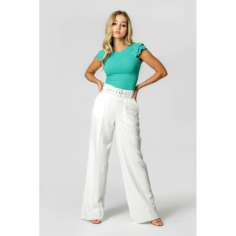 Blusa Canelada Feminina Manga Babados  Tamanho Único M