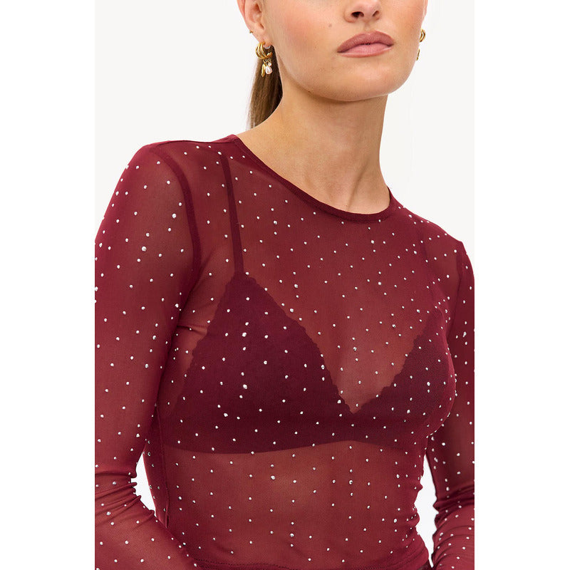 Body Vermelho com Brilho e Pedrarias | Strass Luxo Feminino | Elegância e Estilo