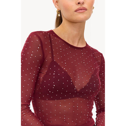 Body Vermelho com Brilho e Pedrarias | Strass Luxo Feminino | Elegância e Estilo