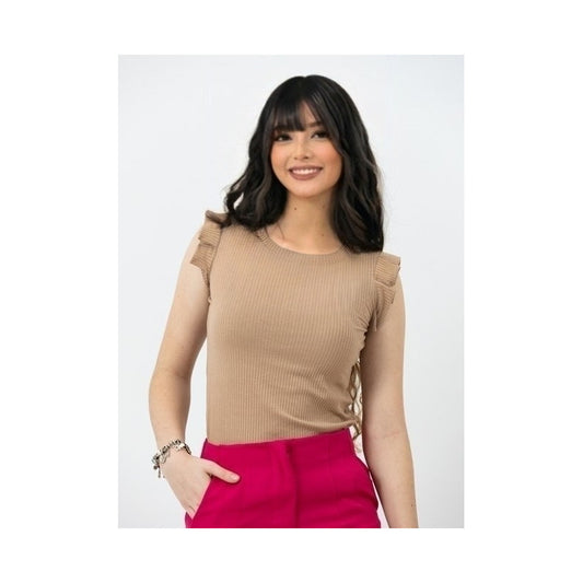 Blusa Feminina Canelada Cor Bege