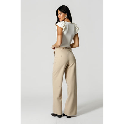 Blusa Canelada Feminina Manga Babados - Branco White Off