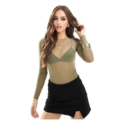 Body de Tule Liso Verde - Segunda Pele Confortável (Tamanho Único: veste do P ao G)