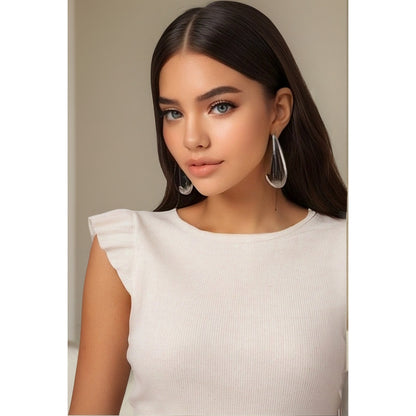 Blusa Canelada  Babados  Elegância E Conforto No Dia A Dia