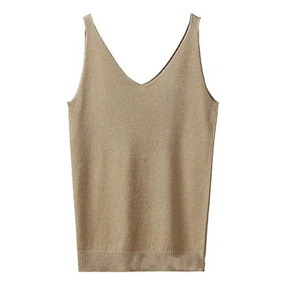 Regata Feminina Maciça Com Alças Finas E Decote V - Modal