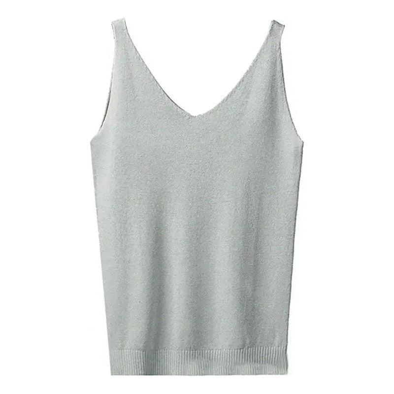 Regata Feminina Maciça Com Alças Finas E Decote V - Modal