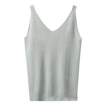 Regata Feminina Maciça Com Alças Finas E Decote V - Modal