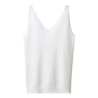 Regata Feminina Maciça Com Alças Finas E Decote V - Modal