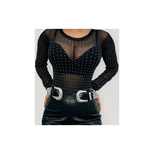 Body Tule Com Brilho Strass Com Pontos