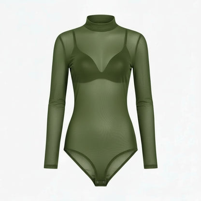 Body de Tule Liso Verde - Segunda Pele Confortável (Tamanho Único: veste do P ao G)