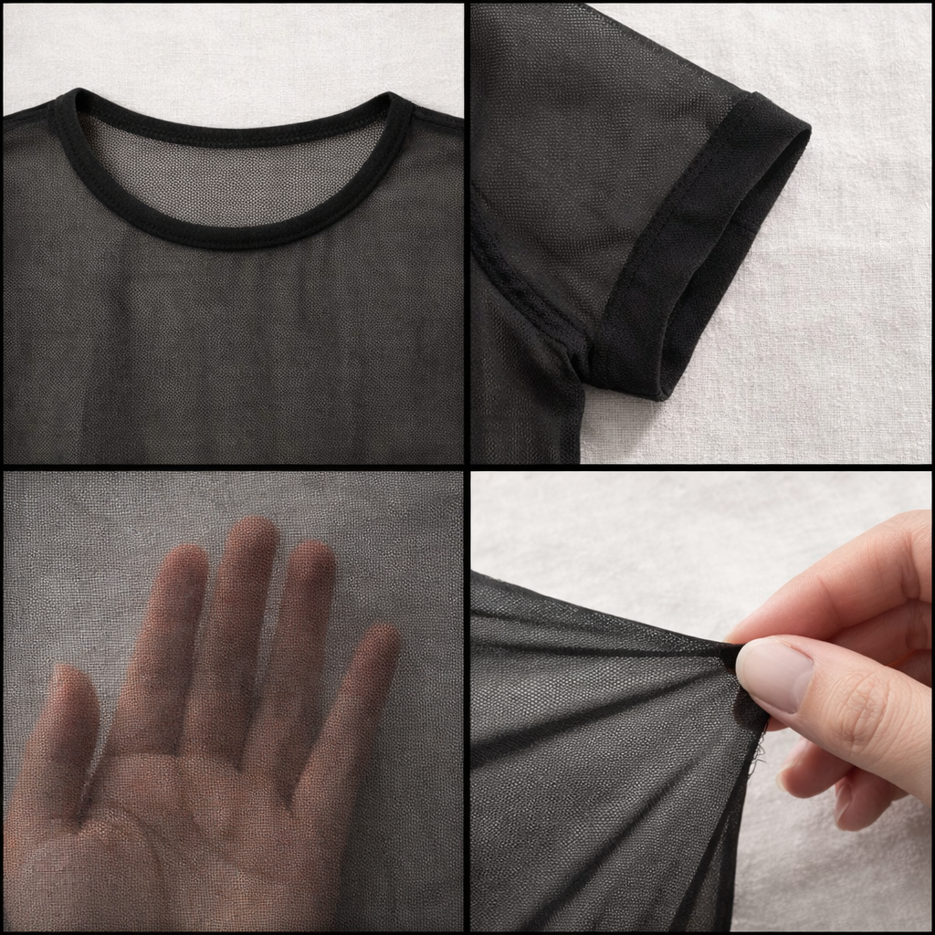 Body Tule Preto — Manga Curta