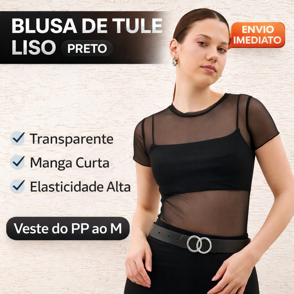 Blusa Tule Lisa Preta