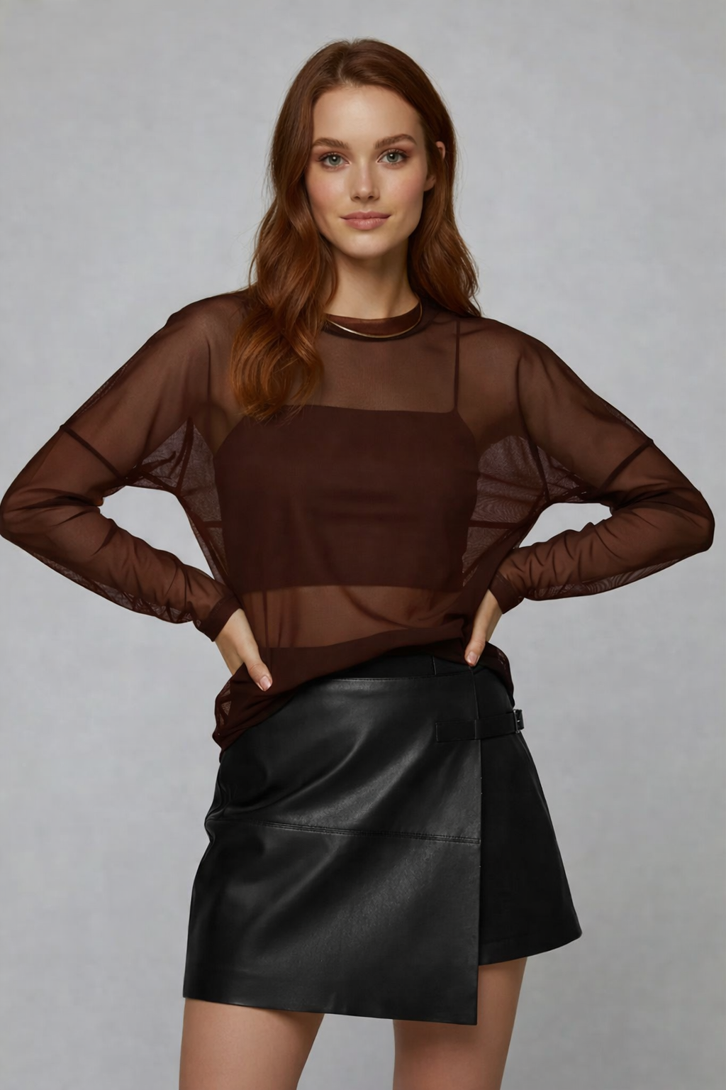 Blusa Feminina Tule Transparente Manga Longa Plus Size  Tam Único GG