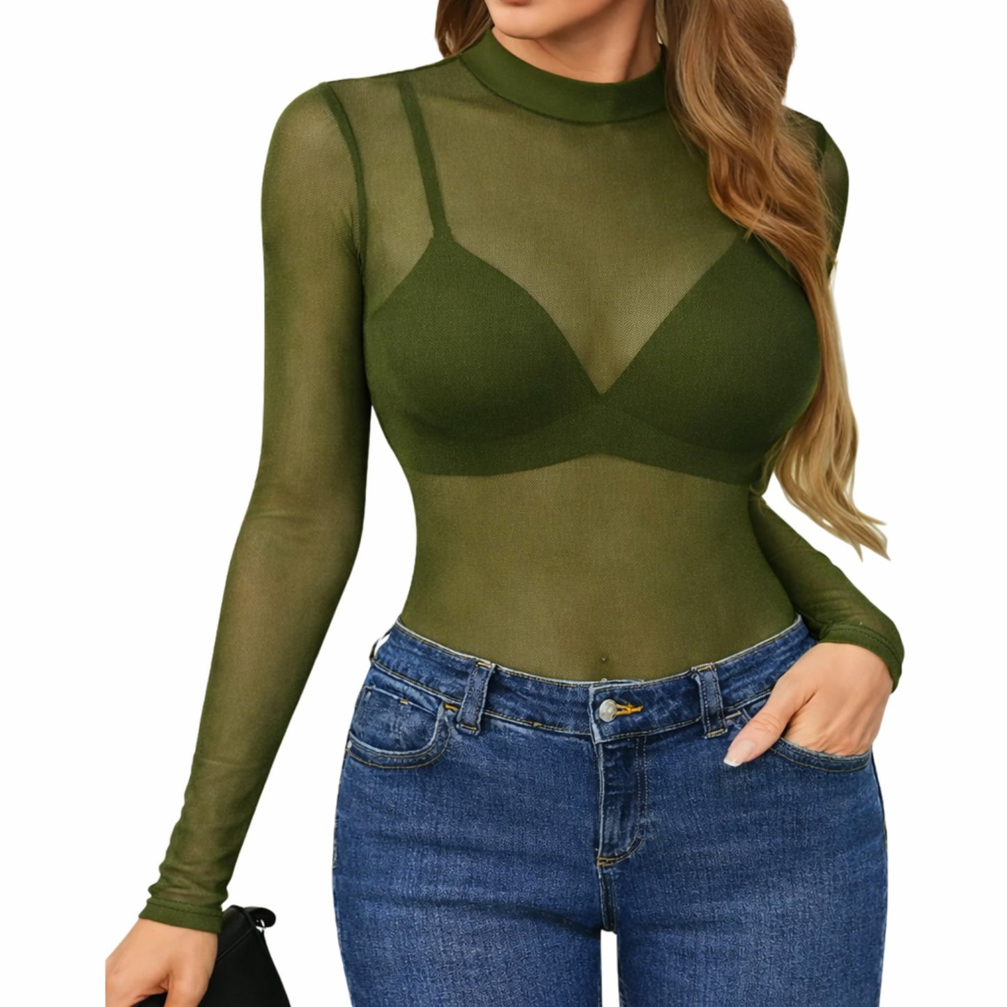Body Tule Transparente — Manga Longa (13 Cores)