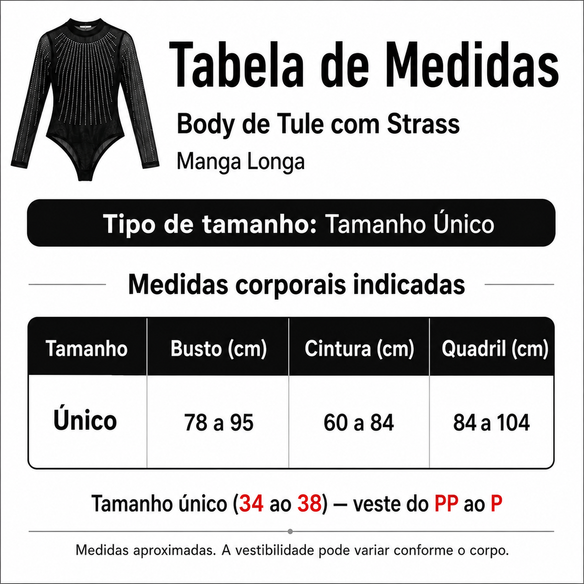 Body Tule Branco com Pedraria/Strass