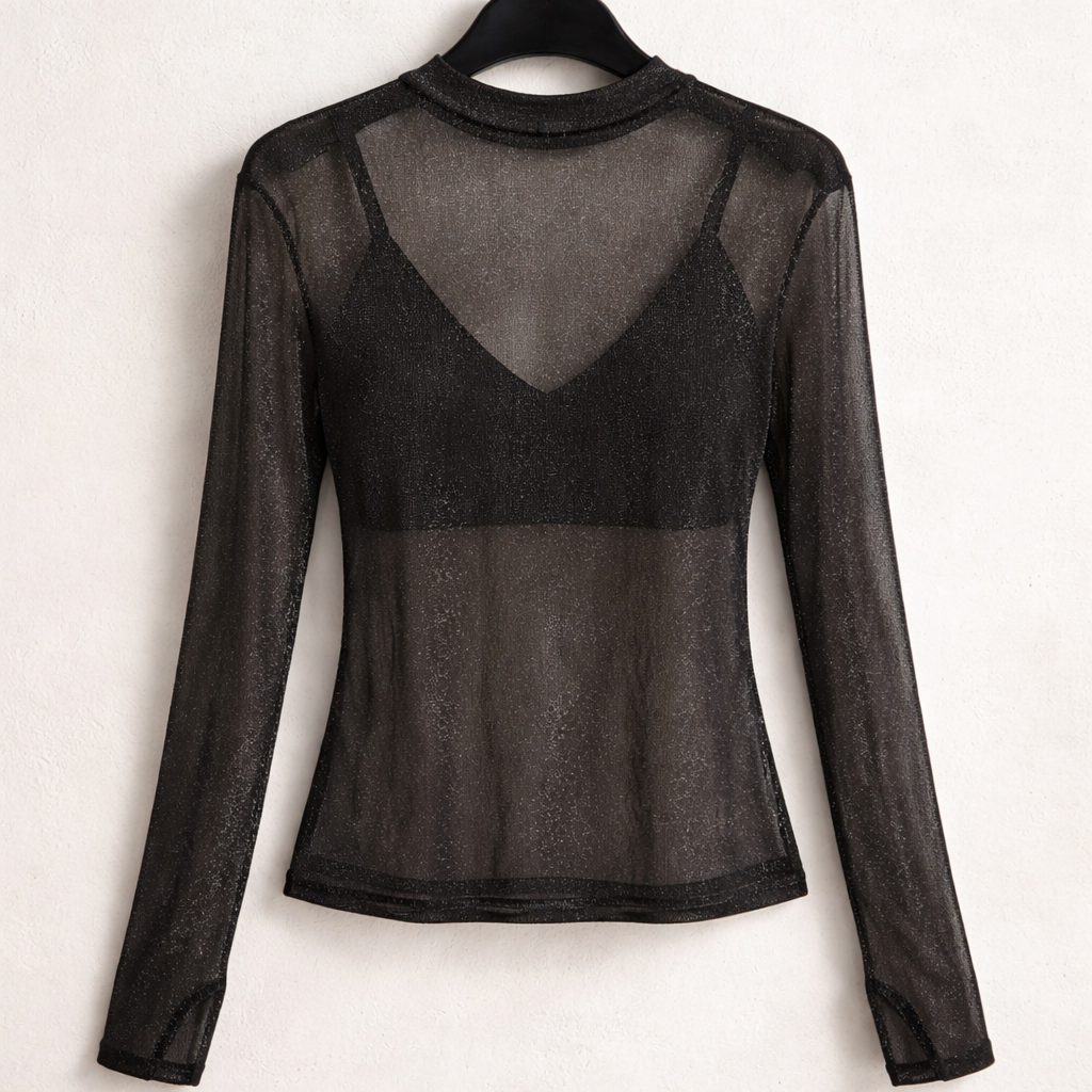 Blusa Tule Lurex Preta
