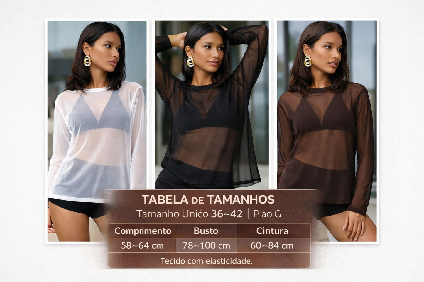 Blusa Segunda Pele Tule Transparente