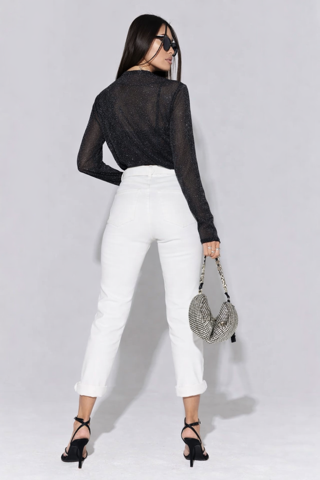 Blusa Tule Lurex Preta